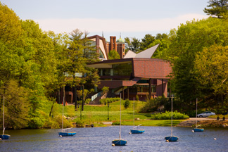 Wang Campus Center on Lake Waban